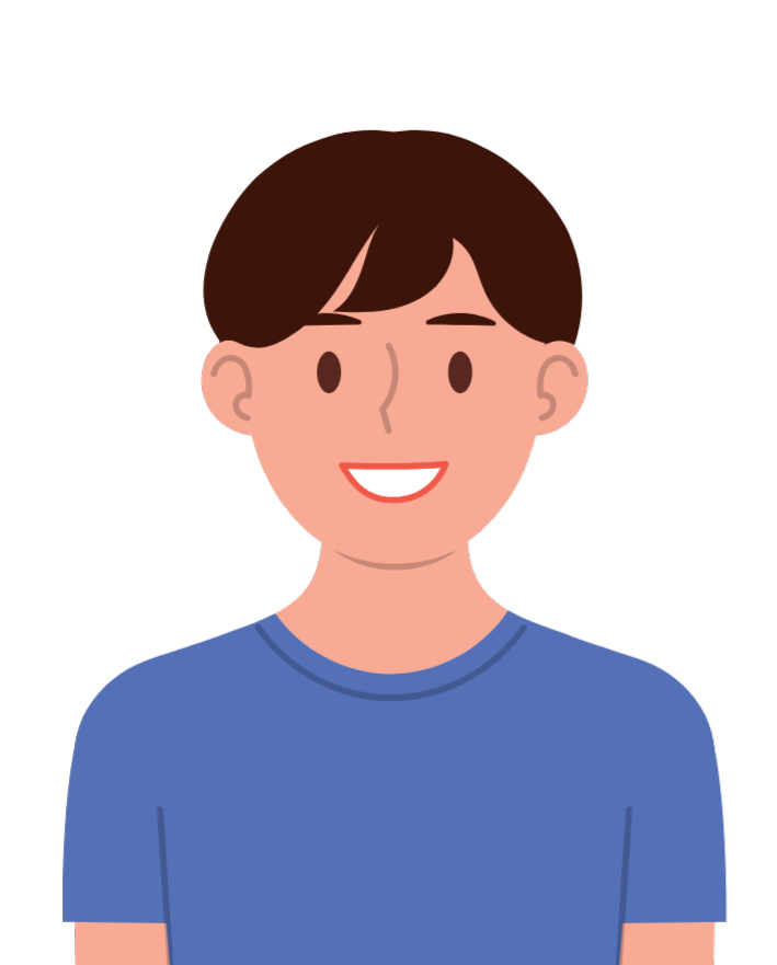 티켓365 서비스를 이용한 만족한 남성 고객의 일러스트 아바타
